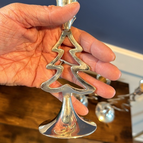 Vintage 1995 International Silver Co. set of 3 silverplated tree candlesticks - Picture 9 of 11